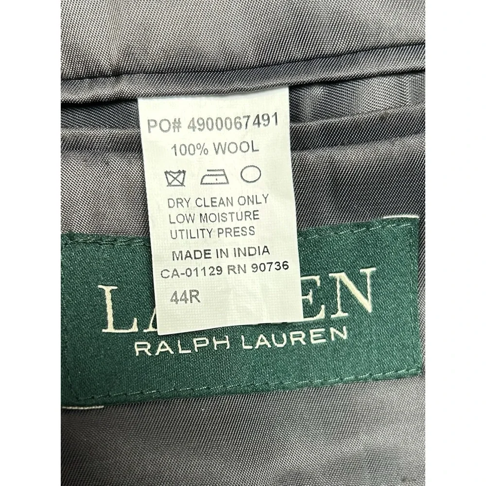 Lauren Ralph Lauren Gray Houndstooth Blazer Luxury Sports Jacket, 100% Wool, 44R
